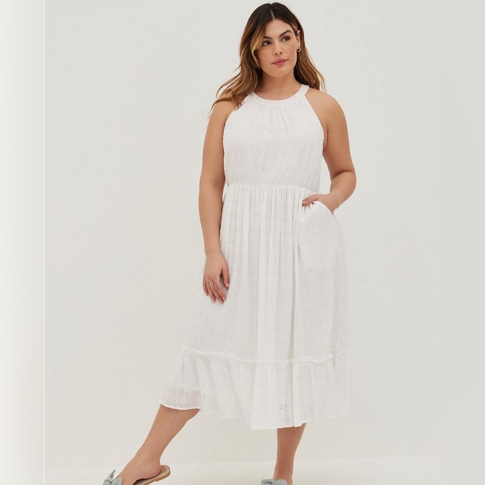 Torrid Voile eyelet halter dress.